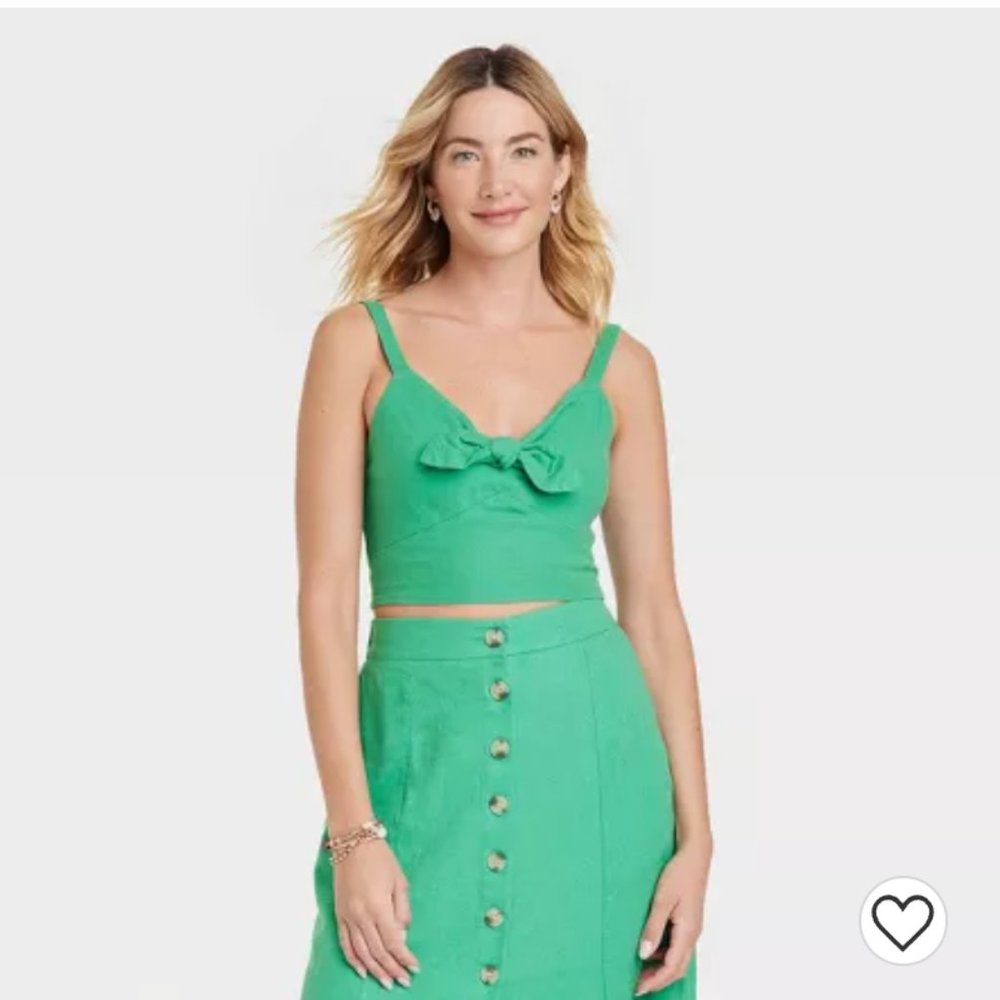 NWT -Women's XL Perfect Mint Tie-Front Cropped Tank Top - Unversal Thread